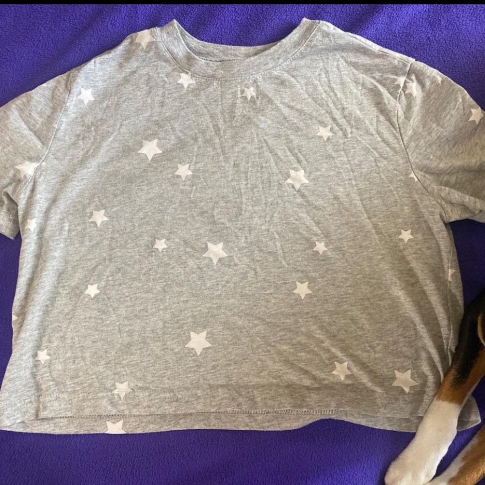 Macys gray star crop top